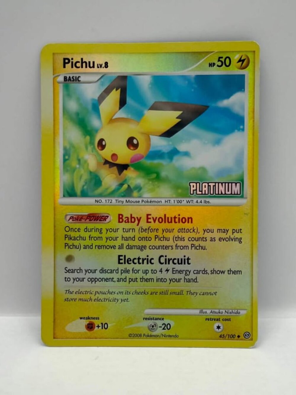 2008 Pichu 45/100 Reverse Holo Platinum OC